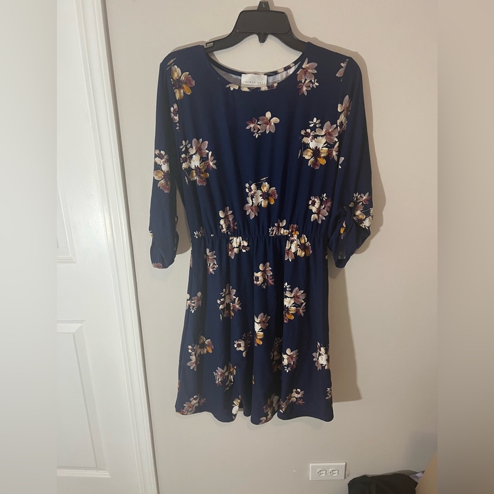 French Grey Floral Dress